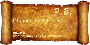 Plander Borbála névjegykártya
